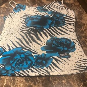 Versace Blue and White Floral Camisole